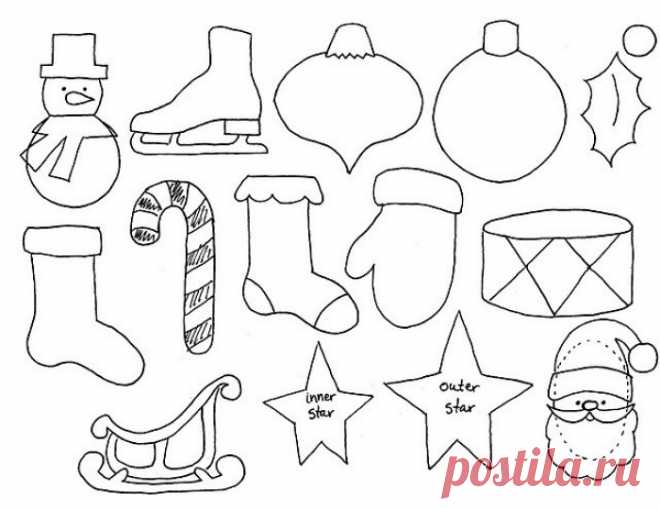 Выкройки: новогодние игрушки из фетра своими руками