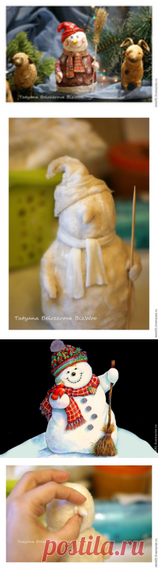 Мастер-класс: снеговик в технике ватного папье-маше. Автор МК Белозёрова Татьяна (BizWoo)