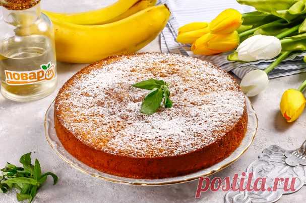 Творожный пирог с яблоками и бананом