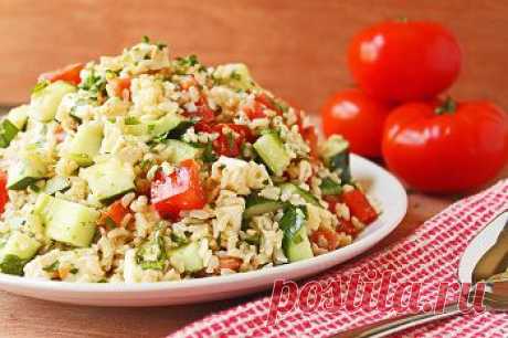 Салат из коричневого риса с брынзой и овощами - Овощные салаты . 1001 ЕДА вкусные рецепты с фото!