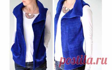 Жилет Эон. Спицами Эон (AEON) — это современный жилет в глубоком синем цвете. Это простой жилет, который всегда в моде. Как вязать жилет Эон…