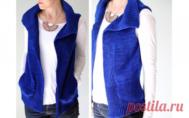 Жилет Эон. Спицами Эон (AEON) — это современный жилет в глубоком синем цвете. Это простой жилет, который всегда в моде. Как вязать жилет Эон…