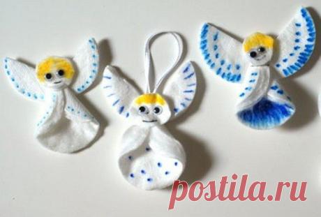 Новогодние украшения из ватных дисков / Я - суперпупер