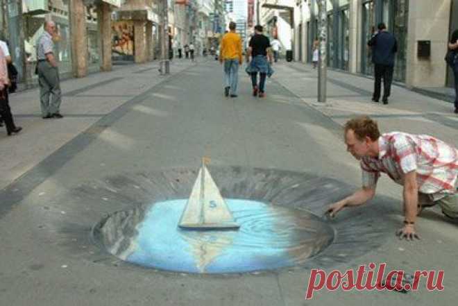 Ещё один 3D рисунок на асфальте