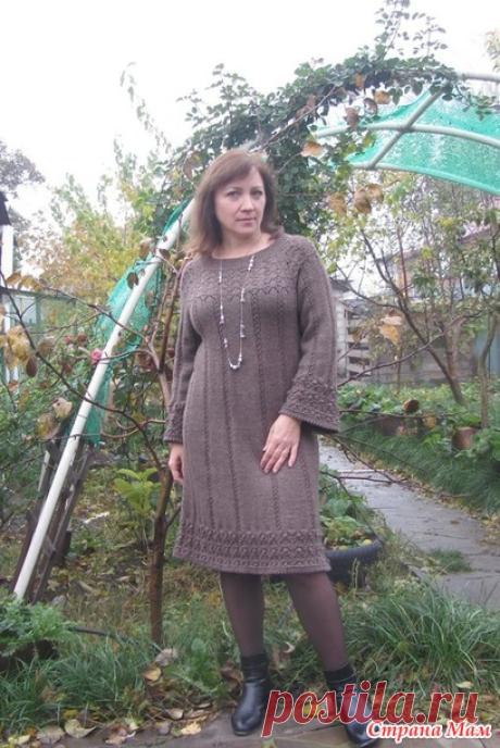 . Простое теплое платье цвета кофе с молоком. Реглан сверху спицами - Вязание - Страна Мам