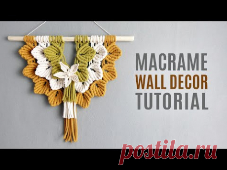DIY Macrame Wall Hanging Leaves with Flower - YouTube