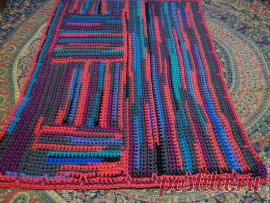 Купить Ковер дачный - комбинированный, коврик ручной работы, коврик, коврик для детской, коврик вязаный