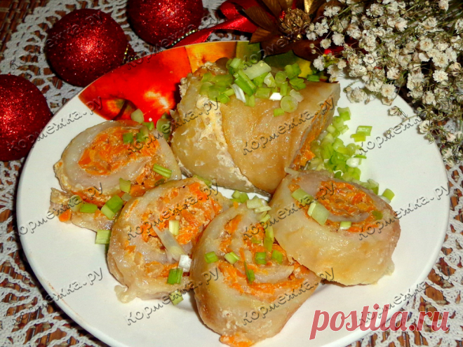 Рыбный рулет с овощами в фольге - Кормежка.ру