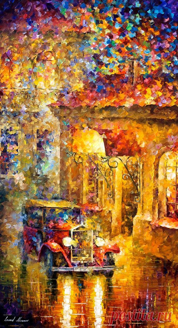 Last Cab — PALETTE KNIFE Cityscape Modern Wall Art Deco Textured Oil Painting On…