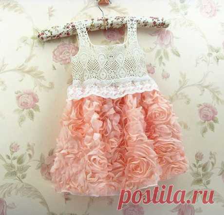 Peach Flower Girl Lace Dress Girls Vintage Lace Dress