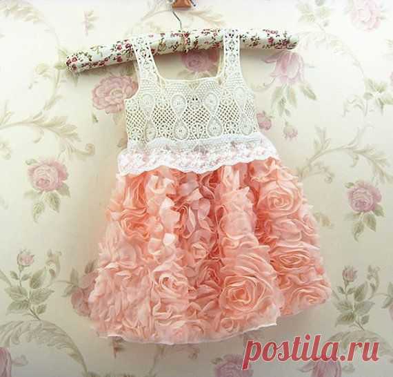 Peach Flower Girl Lace Dress Girls Vintage Lace Dress