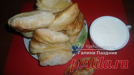 Слоеные язычки с сахаром – рецепт с фото от Лиги Кулинаров, пошаговый рецепт