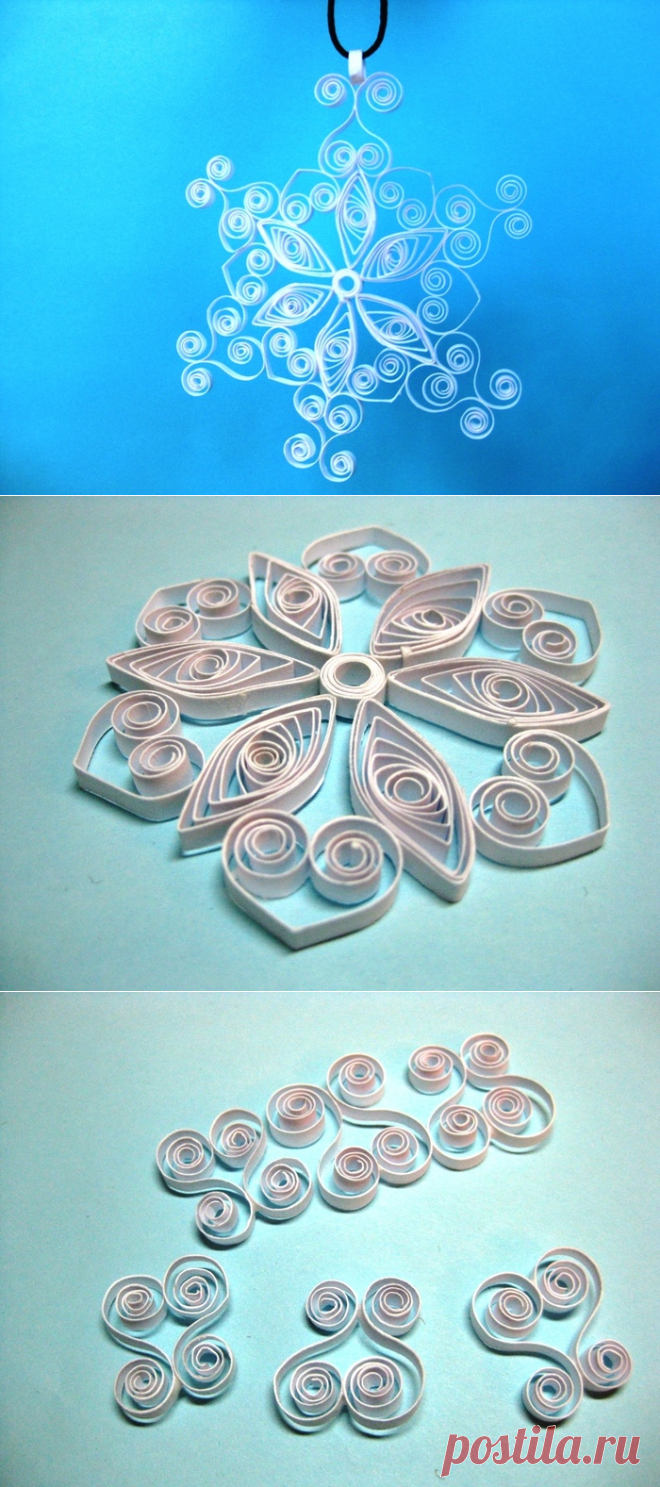 Снежинка квиллинг из бумаги