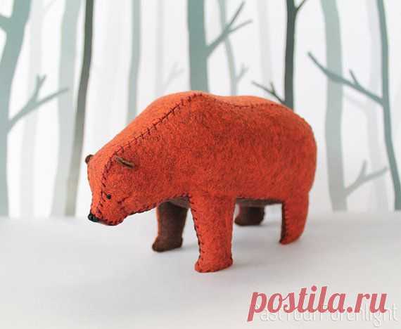 Grizzli Soft Sculpture / artiste Bear / bois par PastYourPorchlight