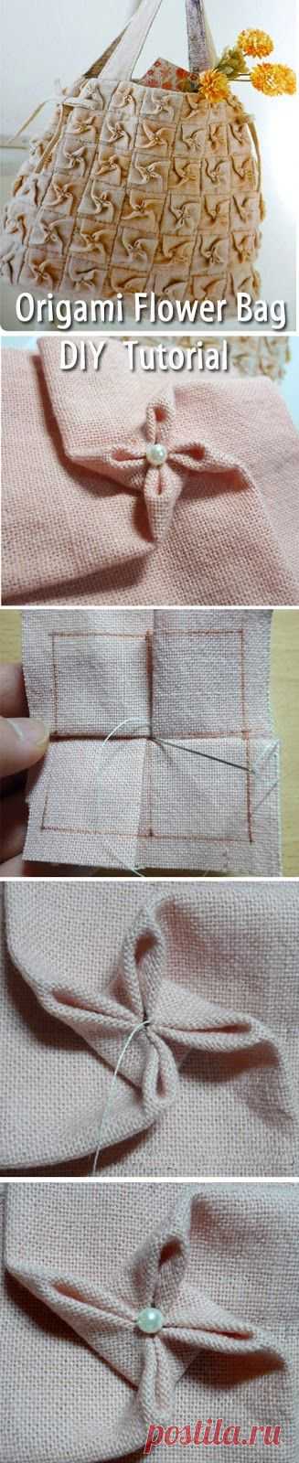 Origami Flower Bag. Сумка из цветов оригами ~ http://www.handmadiya.com/2015/08/origami-flower-bag.html