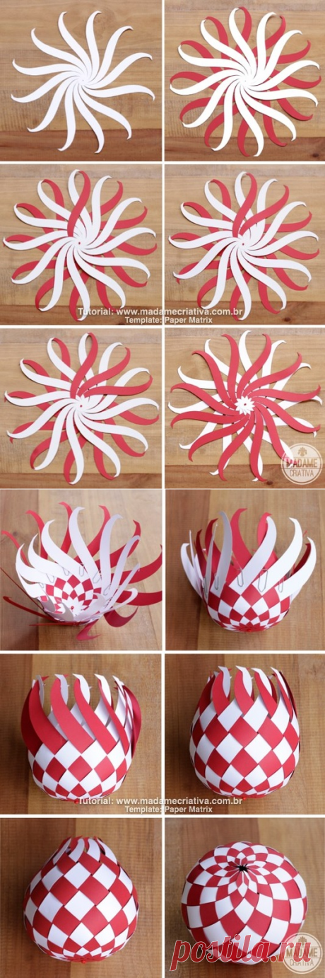 Bolas de natal de papel - Madame Criativa - O melhor Portal DIY do Brasil - Decora&amp;ccedil;&amp;atilde;o, Artesanato, Festas, Receitas e Ideias
