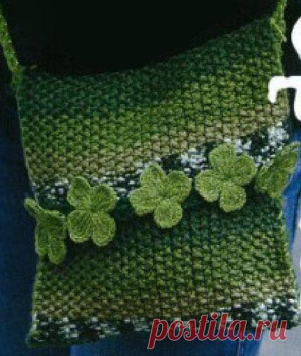 Зеленая сумка для девочки | Вязание спицами и крючком – Азбука вязания