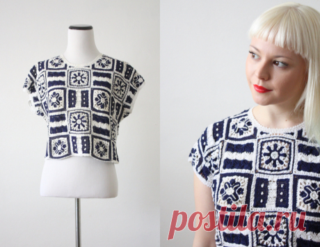 vintage granny square blouse от 1919vintage на Etsy