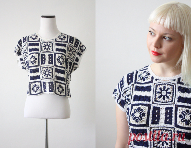 vintage granny square blouse от 1919vintage на Etsy