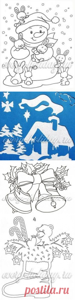 Новогодние трафареты на окна 2017, распечатать