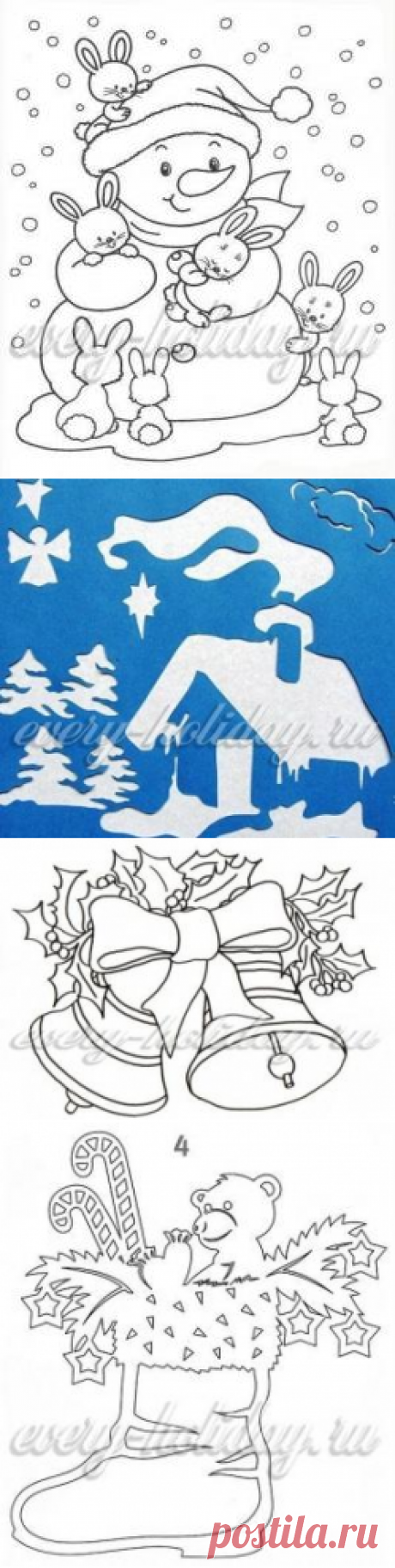 Новогодние трафареты на окна 2017, распечатать