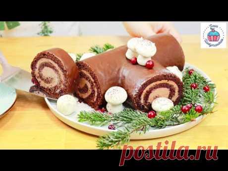 Потрясающий Торт РОЖДЕСТВЕНСКОЕ ПОЛЕНО (Bûche de Noël)