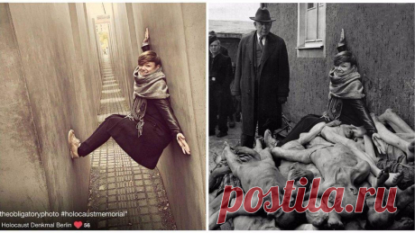 Изpaильский сатирик создал проект, в котором совместил селфи туристов у берлинского мемориала памяти жертв Холокоста с документальными сн