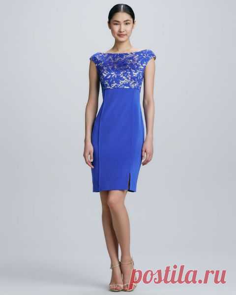ANNE KLEIN синее платье карандаш с кружевным верхом - ANNE KLEIN - Crashingfashion.ru