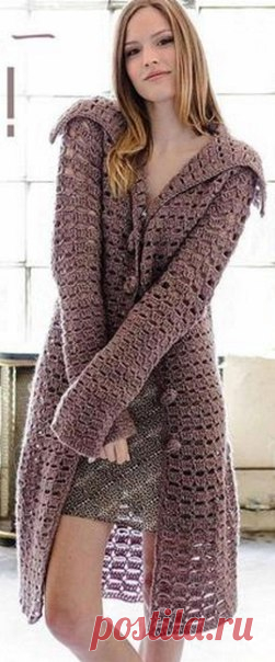 Запись на стене Ажурное пальто крючком