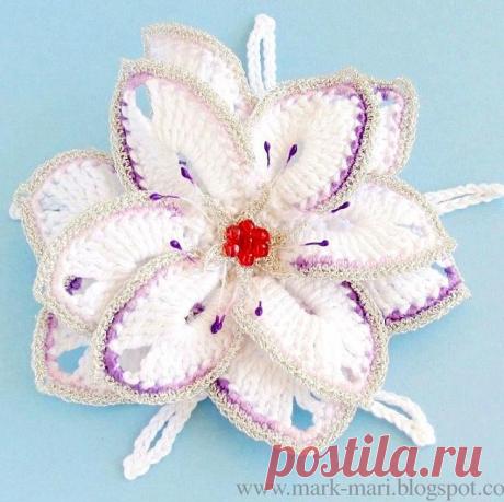 Резинка для волос на 1 сентября. Вязаный цветок крючком