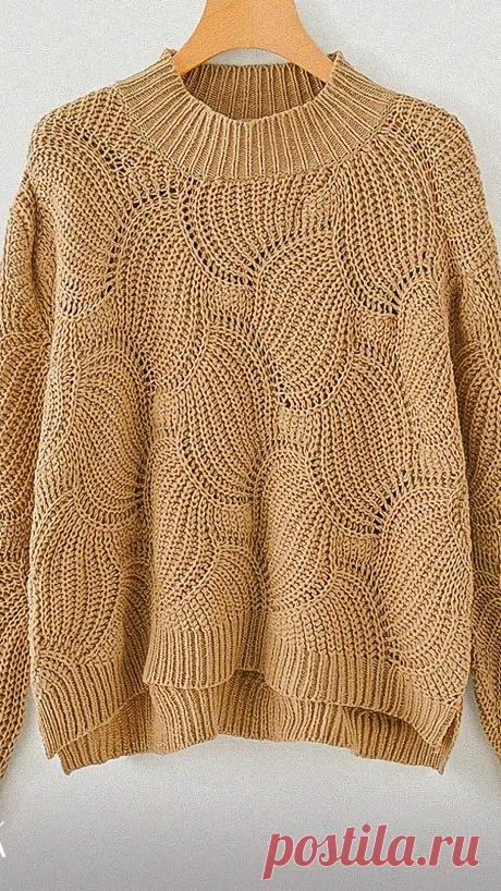 Схема вязания джемпера, который победил в голосовании. Любимый патентный узор | Вязунчик — вяжем вместе | Пульс Mail.ru Необычный джемпер из магазина Шейн. Узор напоминает мне нечто среднее между ракушками и гигантскими листьями. Схема вязания