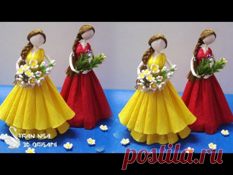 DIY Crepe paper doll tutorial home decoration idea | tutorial de muñeca de papel crepé