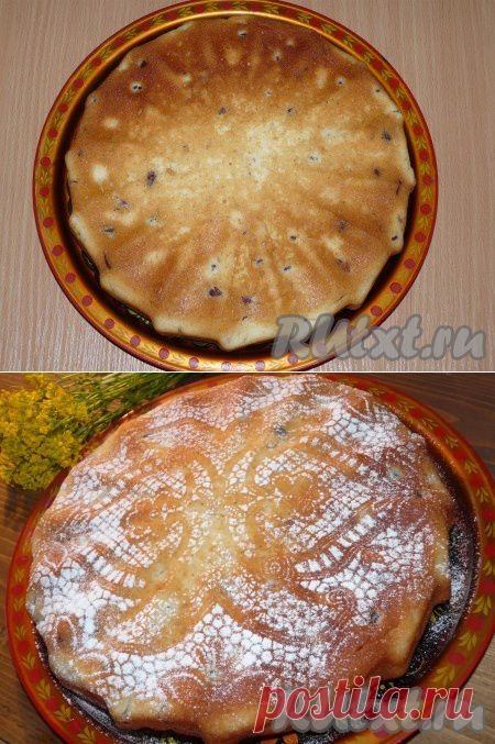 Пышный кекс на кефире с орехами