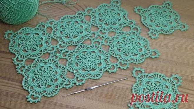 Ажурный КВАДРАТНЫЙ МОТИВ вязание крючком Crochet square motifs