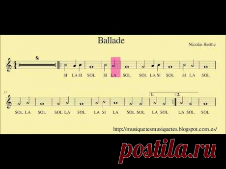 Ballade. Partitura flauta + àudio. Sol-la-si. Amb melodia.