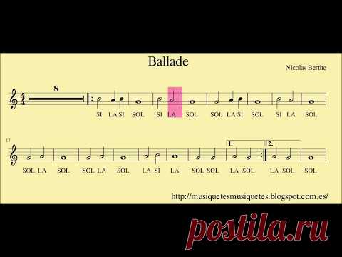 Ballade. Partitura flauta + àudio. Sol-la-si. Amb melodia.