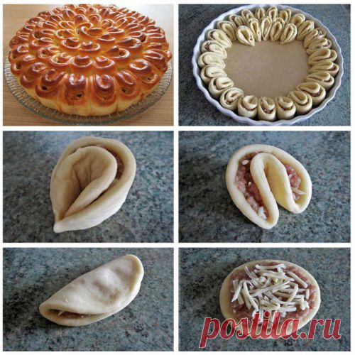 Мясной праздничный пирог "Хризантема"