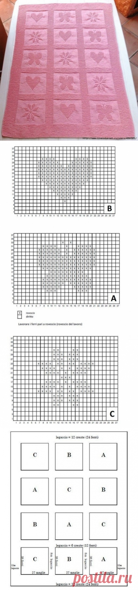 Вяжем спицами детский плед