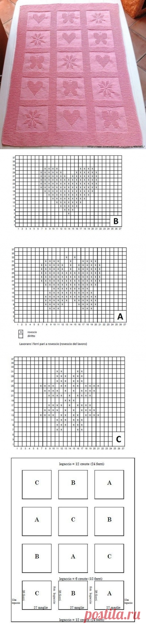 Вяжем спицами детский плед