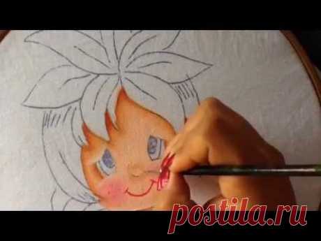 Pintura en tela niña piña # 1 con cony