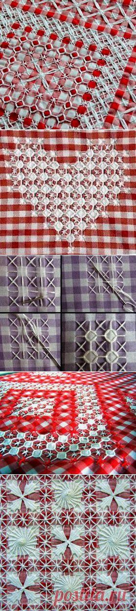 Вышивка на клетчатой ткани или "Chicken scratch embroidery" | Мир женщины
