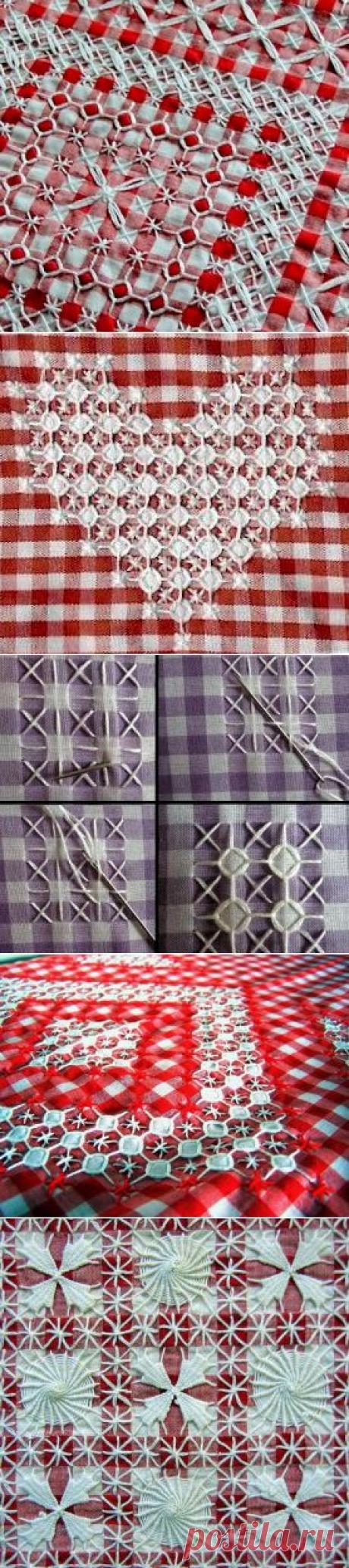 Вышивка на клетчатой ткани или &quot;Chicken scratch embroidery&quot; | Мир женщины