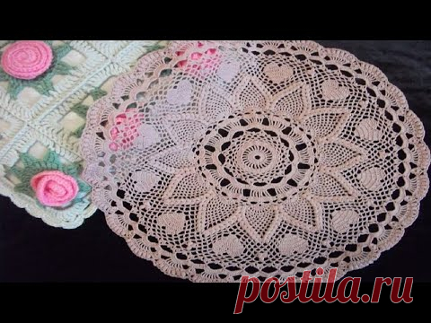 САЛФЕТКА С СЕРДЕЧКАМИ И ОБЪЕМНЫМИ ЭЛЕМЕНТАМИ КРЮЧКОМ. ЧАСТЬ 1.