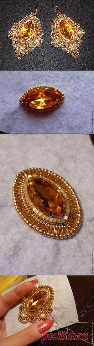 Крупные серьги "Доступная роскошь" бижутерия, бисер, handmade