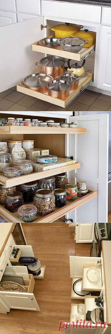 Ваши помощницы: удобные выдвижные полки для кухни