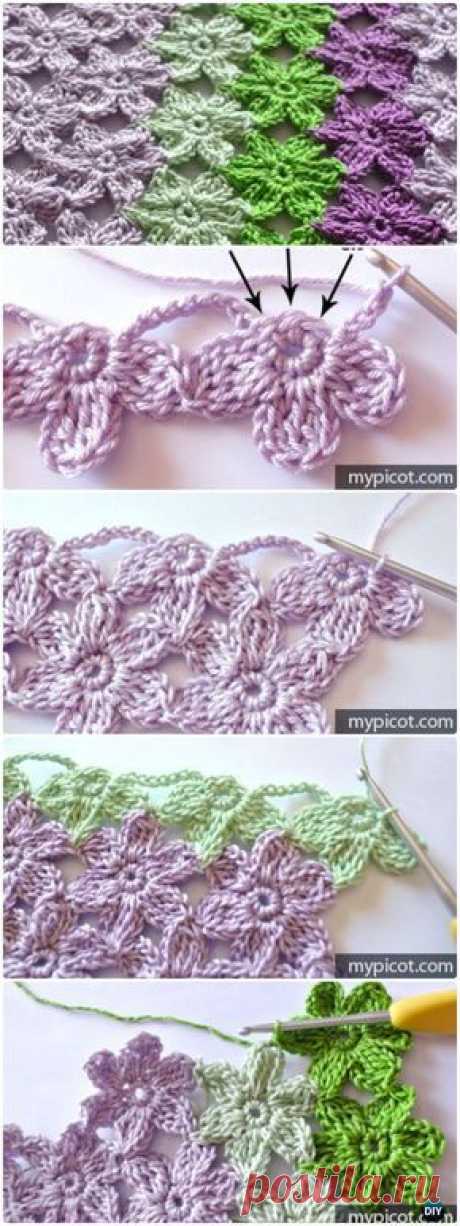 Crochet Joint Flower Stitch, technique, Free Pattern, shawl, wrap, #haken, gratis patroon (Engels), steek, bloemensteek, shawl, stola, #haakpatroon