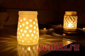 Подсвечник из стеклянной посуды