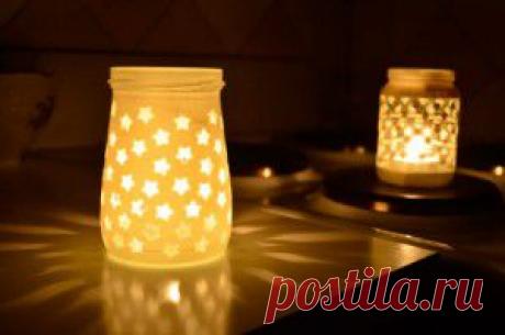 Подсвечник из стеклянной посуды