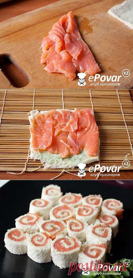 Рулетики из лосося с белым хлебом и сыром — Рецепт приготовления с фото — Закуски, Холодные закуски