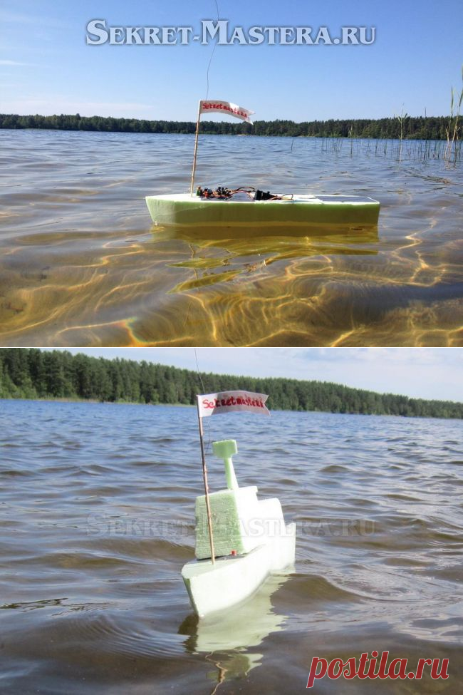 Модель корабля на радиоуправлении из игрушечной машинки